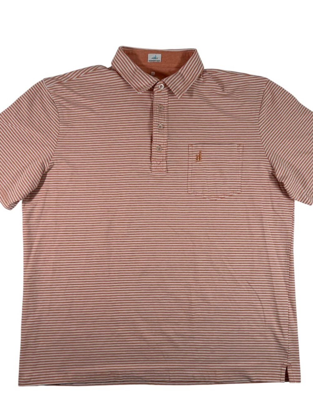 Johnnie-O Mens XL Orange Hangin Out Striped Short Sleeve Polo Shirt